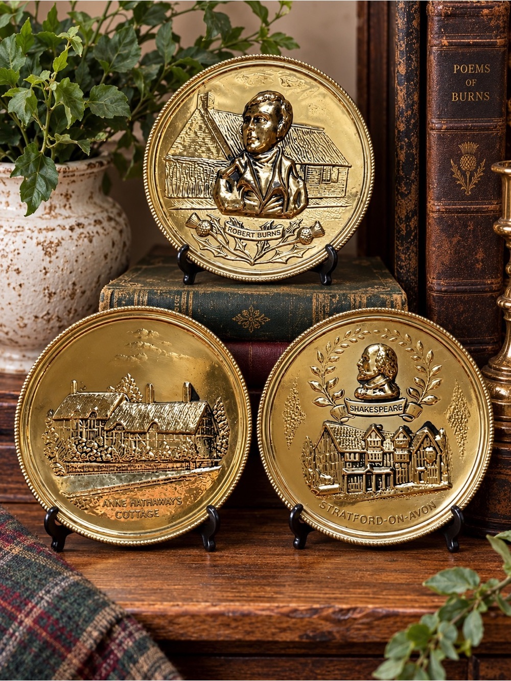Vintage Literary Wall Plaques. Set of 3